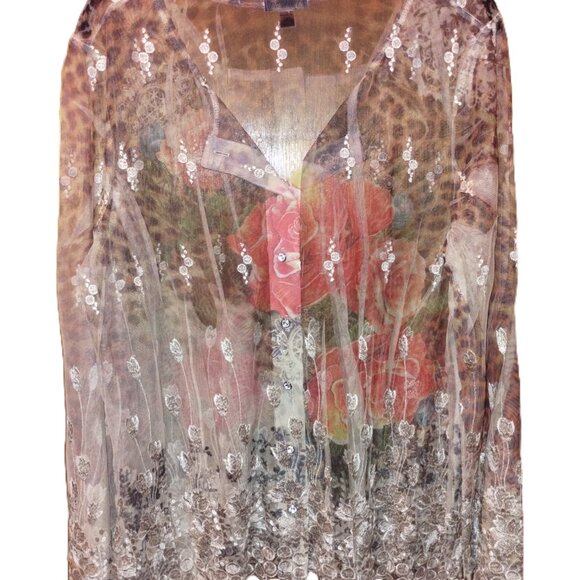 Sheer Lace Embroidered Floral Blouse - Picture 2 of 4